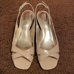 Nude sling back heels